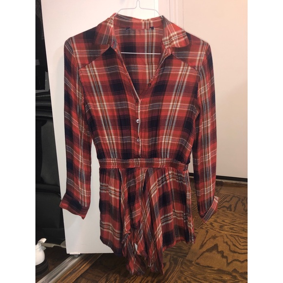 Blue Life Red Plaid Romper - Picture 1 of 5